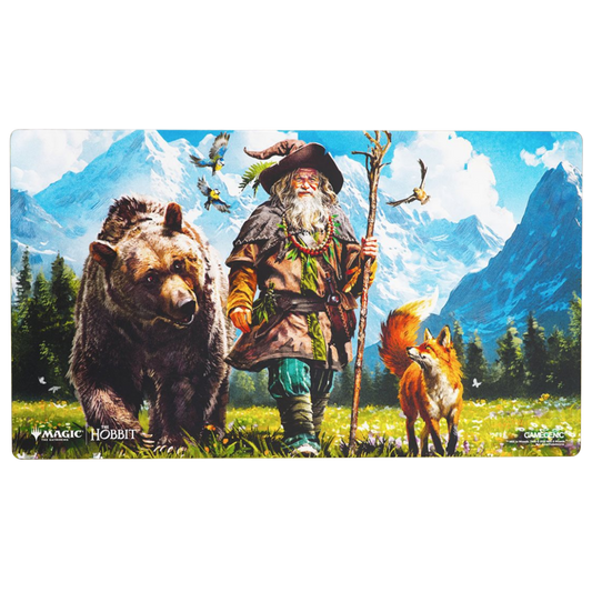 Gamegenic Magic The Gathering The Hobbit Playmat featuring Radagast of Rhosgobel artwork with the wizard alongside woodland animals