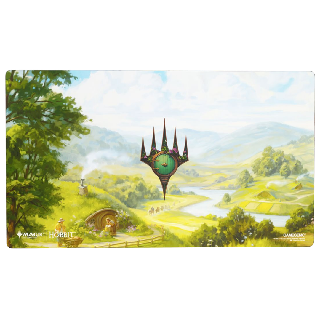 Gamegenic Magic The Gathering The Hobbit Playmat featuring The Shire artwork with the peaceful rolling hills of Hobbiton