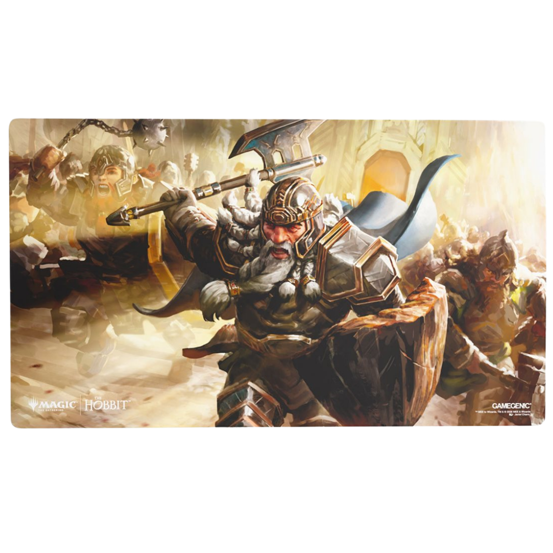Gamegenic Magic The Gathering The Hobbit Playmat featuring Thorin, Mountain-king artwork leading dwarves into battle