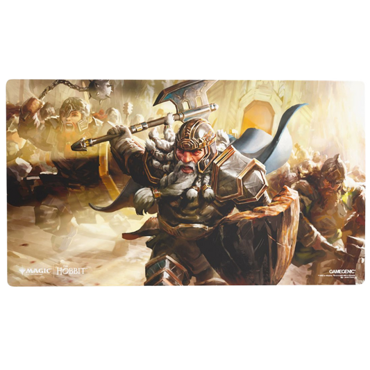 Gamegenic Magic The Gathering The Hobbit Playmat featuring Thorin, Mountain-king artwork leading dwarves into battle