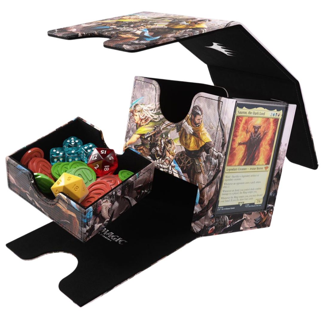 Gamegenic The Hobbit Sidekick Pro XL opened with card compartment, removable display case and accessory drawer