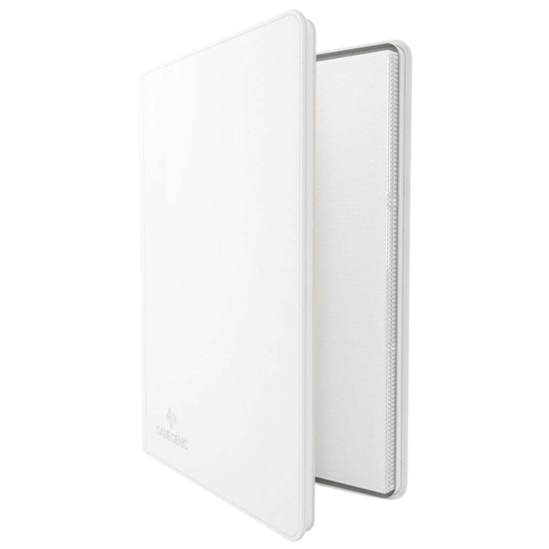 Gamegenic Zip-Up Album 18 Pocket White binder for Pokémon and Magic The Gathering card storage front the side