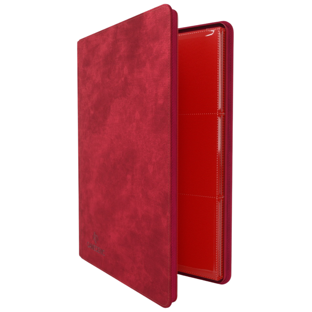 Gamegenic Zip-Up Album 18 Pocket Red binder for Pokémon and Magic The Gathering card storage side view