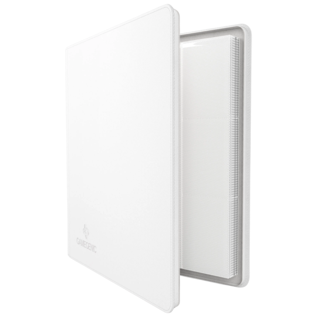 Gamegenic Zip-Up Album 24 Pocket White binder for Pokémon and Magic The Gathering card storage as seen from the side