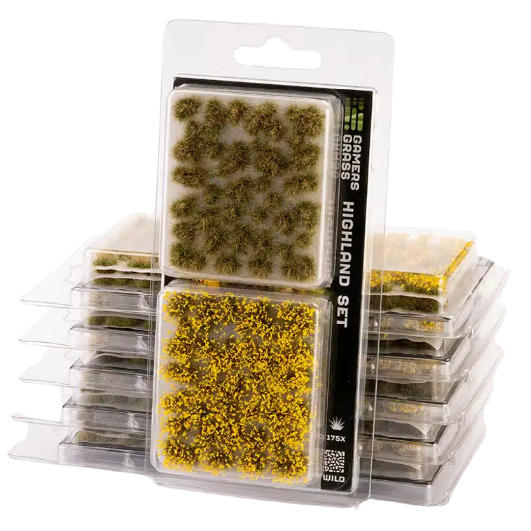 Gamers Grass Highland Set green basing tufts for miniature terrain and models