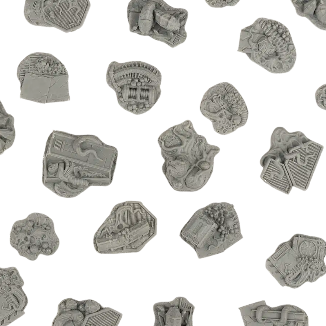 Gamers Grass Basing Bits Alien Infestation resin alien biomass base detail for Tyranid style Warhammer 40k minis contents