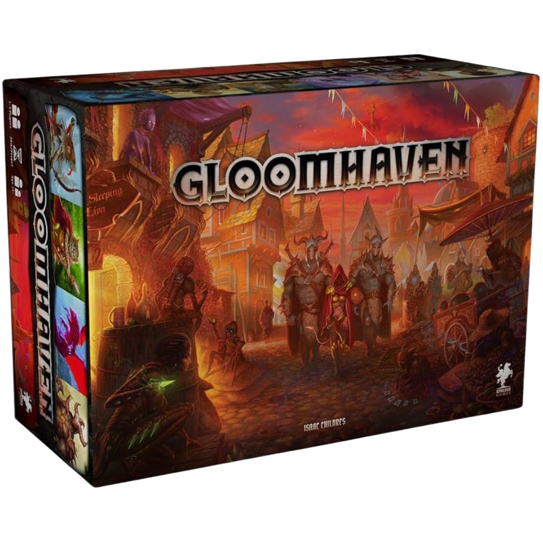 Gloomhaven Second Edition board game box featuring updated mechanics, redesigned artwork, and expanded narrative content for immersive campaign gameplay.