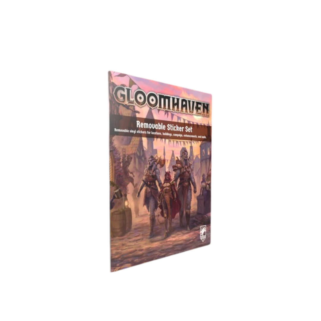Gloomhaven Second Edition removable vinyl sticker set for scenarios, enhancements, and events—non-damaging and perfect for replayability.