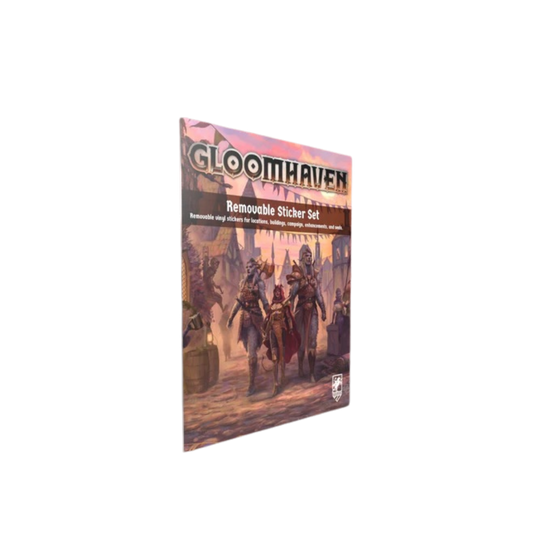 Gloomhaven Second Edition removable vinyl sticker set for scenarios, enhancements, and events—non-damaging and perfect for replayability.