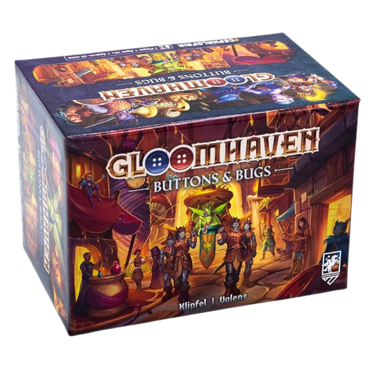 Gloomhaven Buttons and Bugs solo tactical adventure board game with compact campaign gameplay