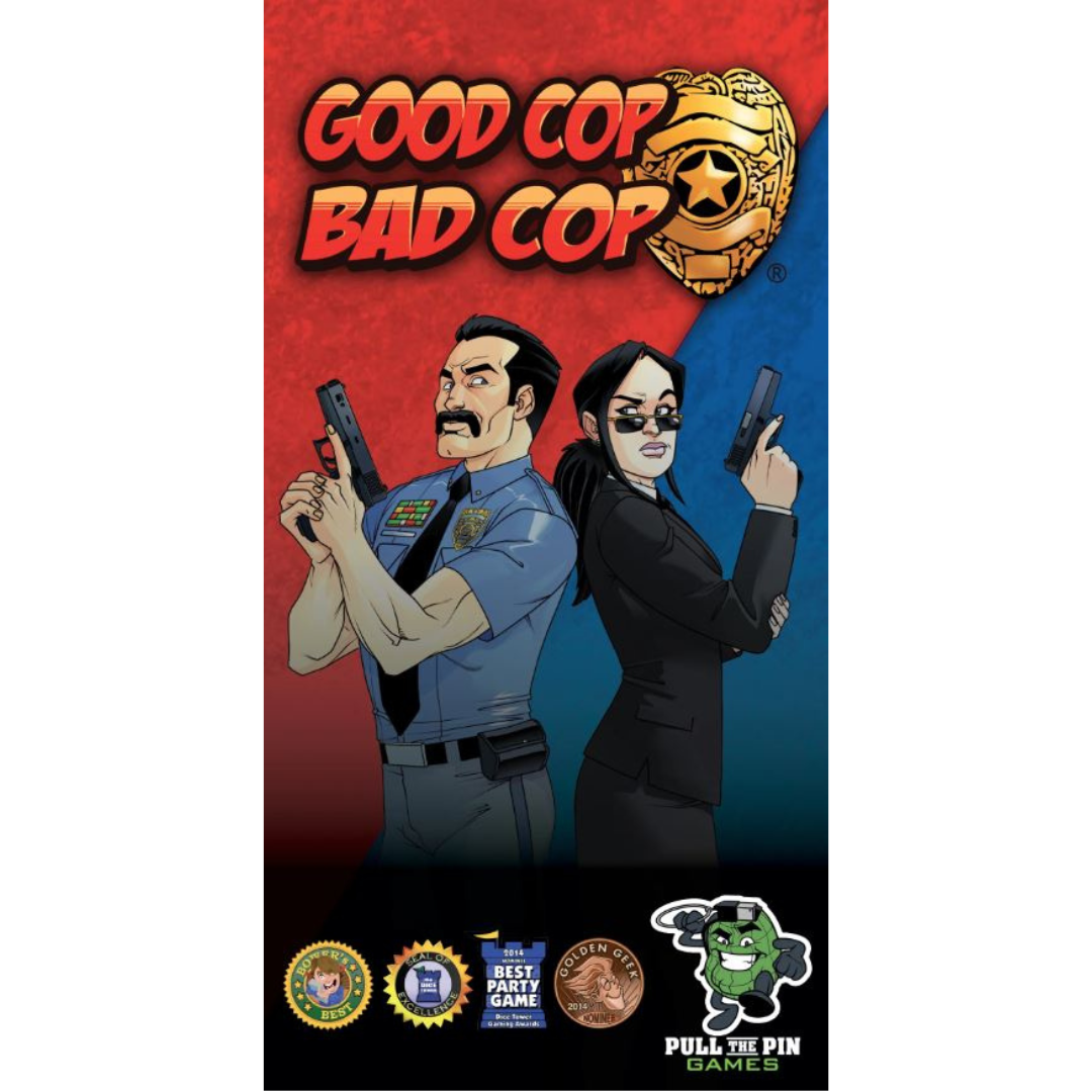 Good Cop Bad Cop 4th Edition board game box featuring updated artwork and social deduction theme front