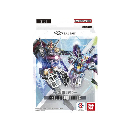 Gundam Card Game ST-01 Heroic Beginnings Starter Set with RX-78-2 and Aerial Gundam-themed cards and full deck ready for play