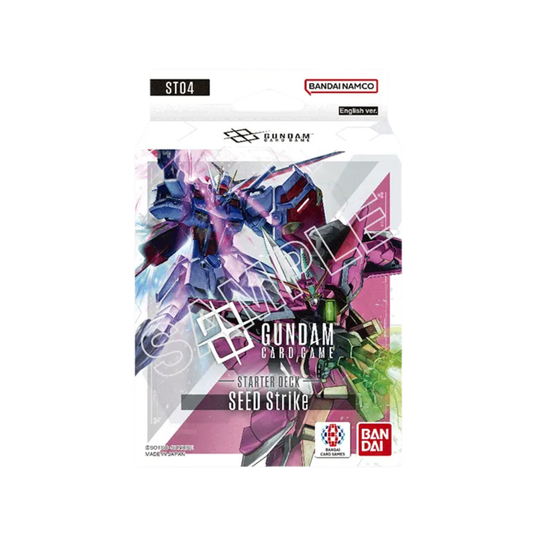 Gundam CG ST-04 Seed Strike Starter Deck, pre-built card deck featuring Kira Yamato and Strike Gundam from Gundam SEED for new Gundam Card Game players.