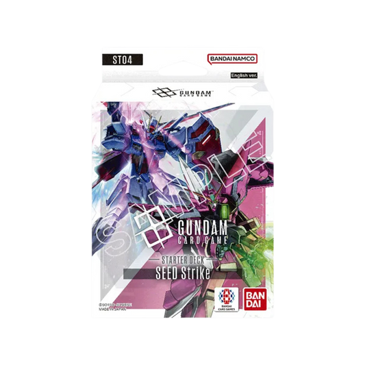 Gundam CG ST-04 Seed Strike Starter Deck, pre-built card deck featuring Kira Yamato and Strike Gundam from Gundam SEED for new Gundam Card Game players.