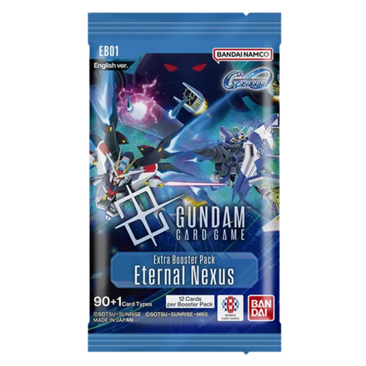 Gundam Card Game EB-01 Eternal Nexus Booster Box featuring Gundam Generation Eternal collaboration artwork