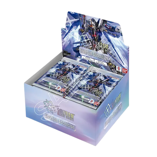 Gundam Card Game GD-05 Freedom Ascension Booster Box featuring anniversary cards, G Gundam debut and premium LR++ rarities