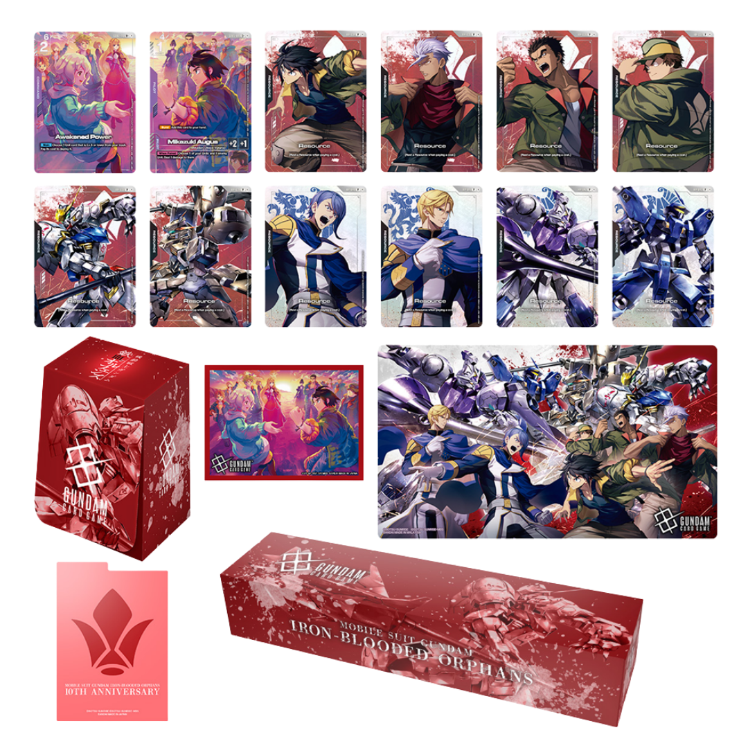 Gundam Card Game PB02 Premium Accessory Set Mobile Suit Gundam Iron Blooded Orphans with playmat sleeves and deck box