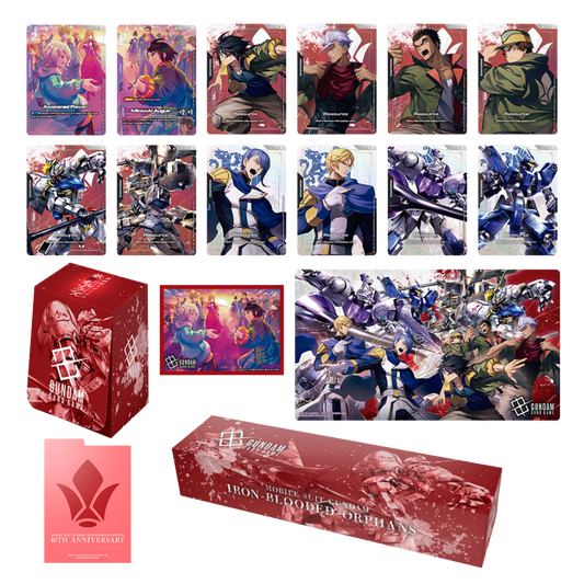 Gundam Card Game PB02 Premium Accessory Set Mobile Suit Gundam Iron Blooded Orphans with playmat sleeves and deck box