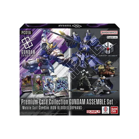 Gundam Card Game PC-01A Premium Card Collection Iron-Blooded Orphans with Gundam Assemble miniatures and holographic alt-art cards