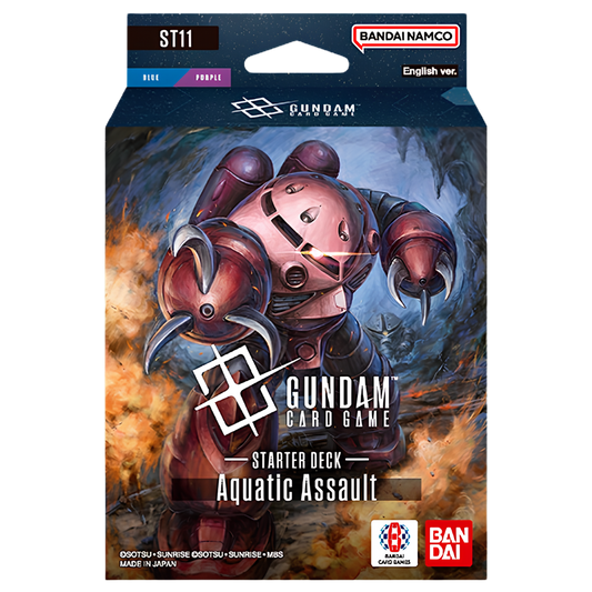 Gundam Card Game ST-11 Aquatic Assault Starter Deck featuring Char's Z'Gok, blue and purple English deck
