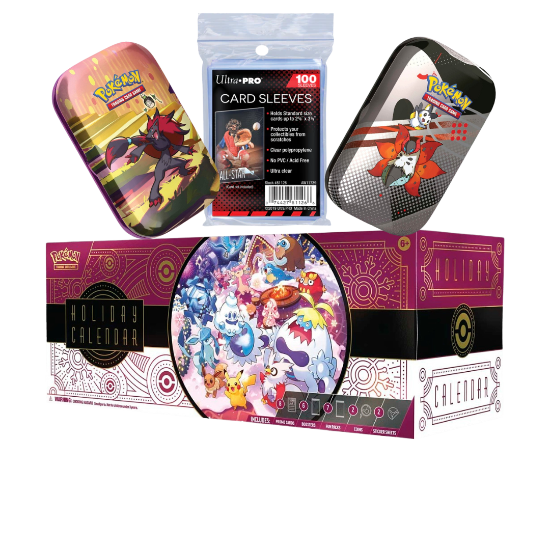Holiday Pokémon Bundle with Mini Tins, 2025 Holiday Calendar, and Ultra PRO card sleeves