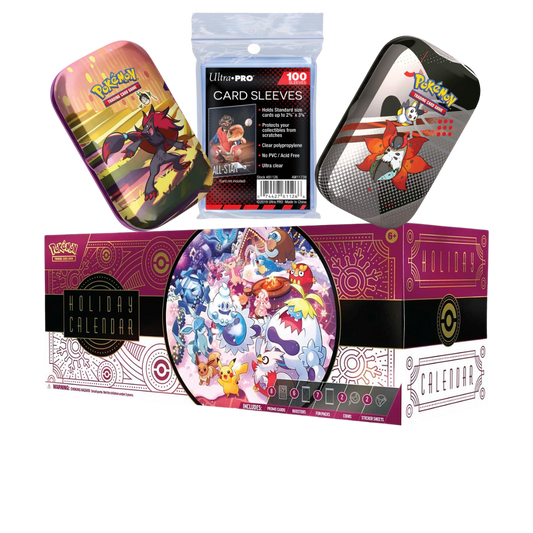 Holiday Pokémon Bundle with Mini Tins, 2025 Holiday Calendar, and Ultra PRO card sleeves