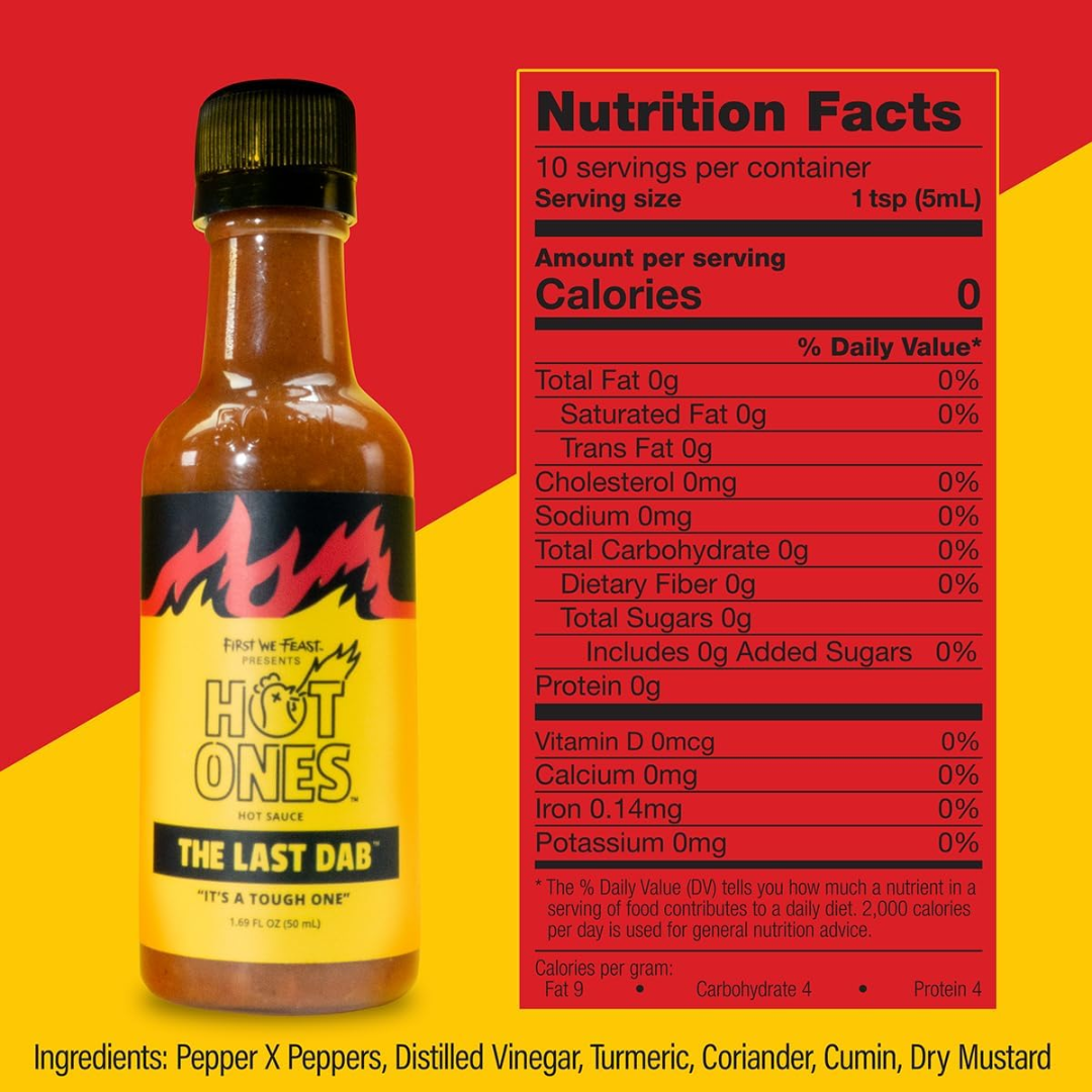 Hot Ones: Truth or Dab party game, includes 250 question cards and Last Dab hot sauce, spicy challenge game inspired by the Hot Ones show.