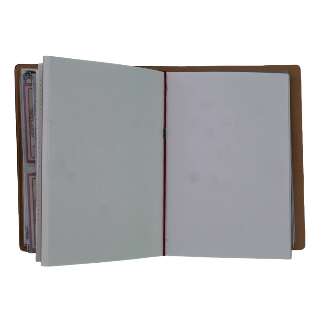 Hrothgar’s Hoard Character Journal, Green Arcane Symbol cover, RPG notebook for campaign notes and character tracking open page spread