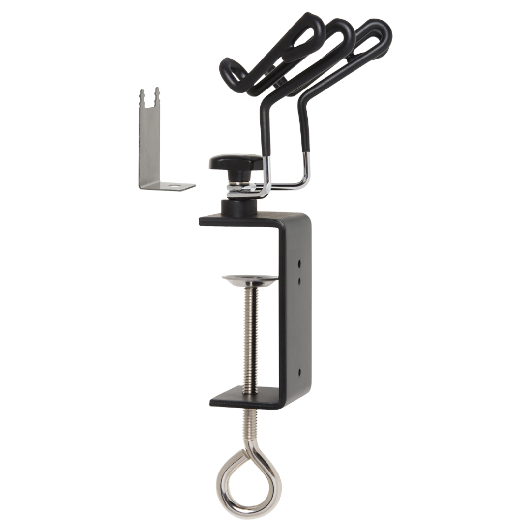 Iwata Universal Airbrush Holder clamp mount for two airbrushes compatible with gravity feed and trigger airbrush models