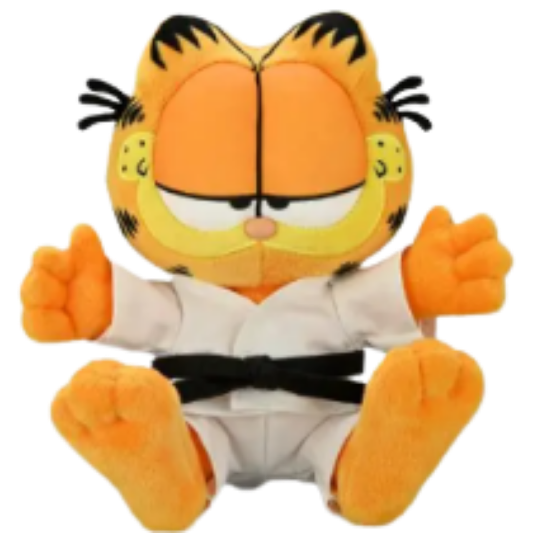 Kidrobot Garfield Karate Phunny Plush in karate gi seated collectible plush toy