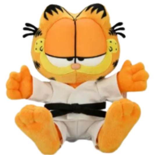 Kidrobot Garfield Karate Phunny Plush in karate gi seated collectible plush toy