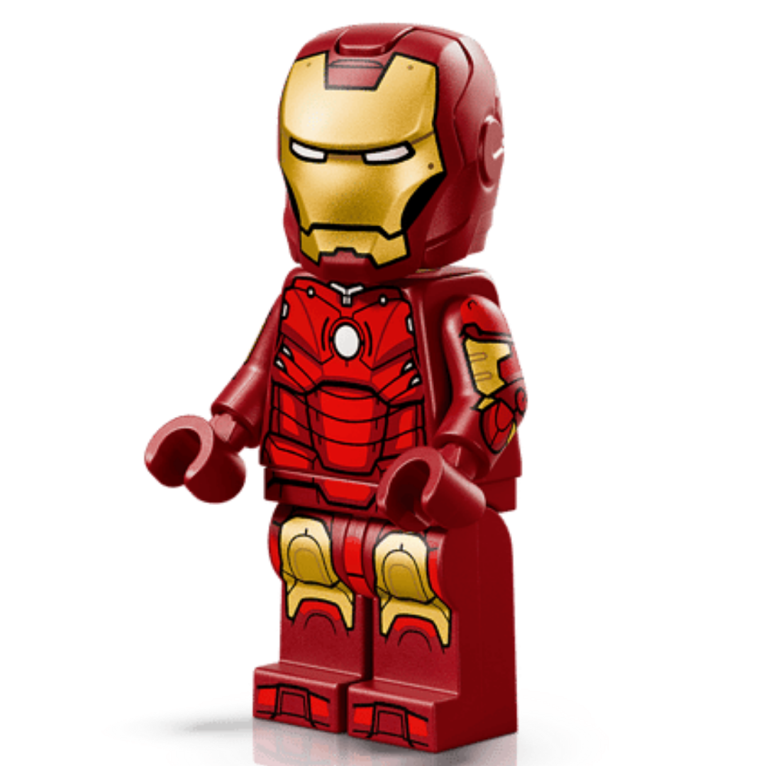 Lego Iron Man Mark 3 Collectors' Edition 76344 Iron Man minifigure close-up in red and gold armor