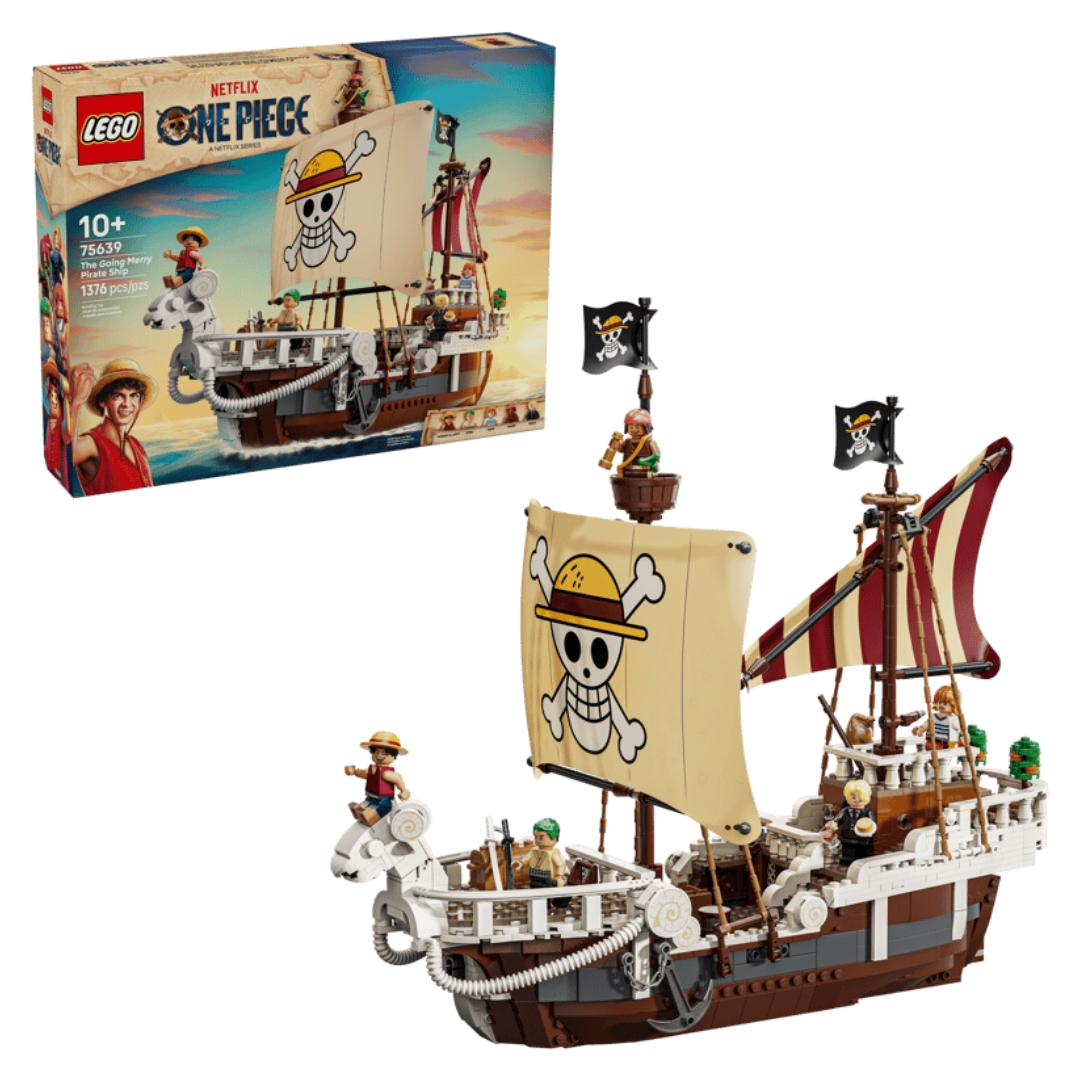 LEGO One Piece The Going Merry Pirate Ship 75639 with retail box and completed ship model