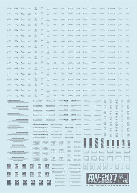 Madworks - Decals - Water slide Decals System markings (Dark Grey) AW207