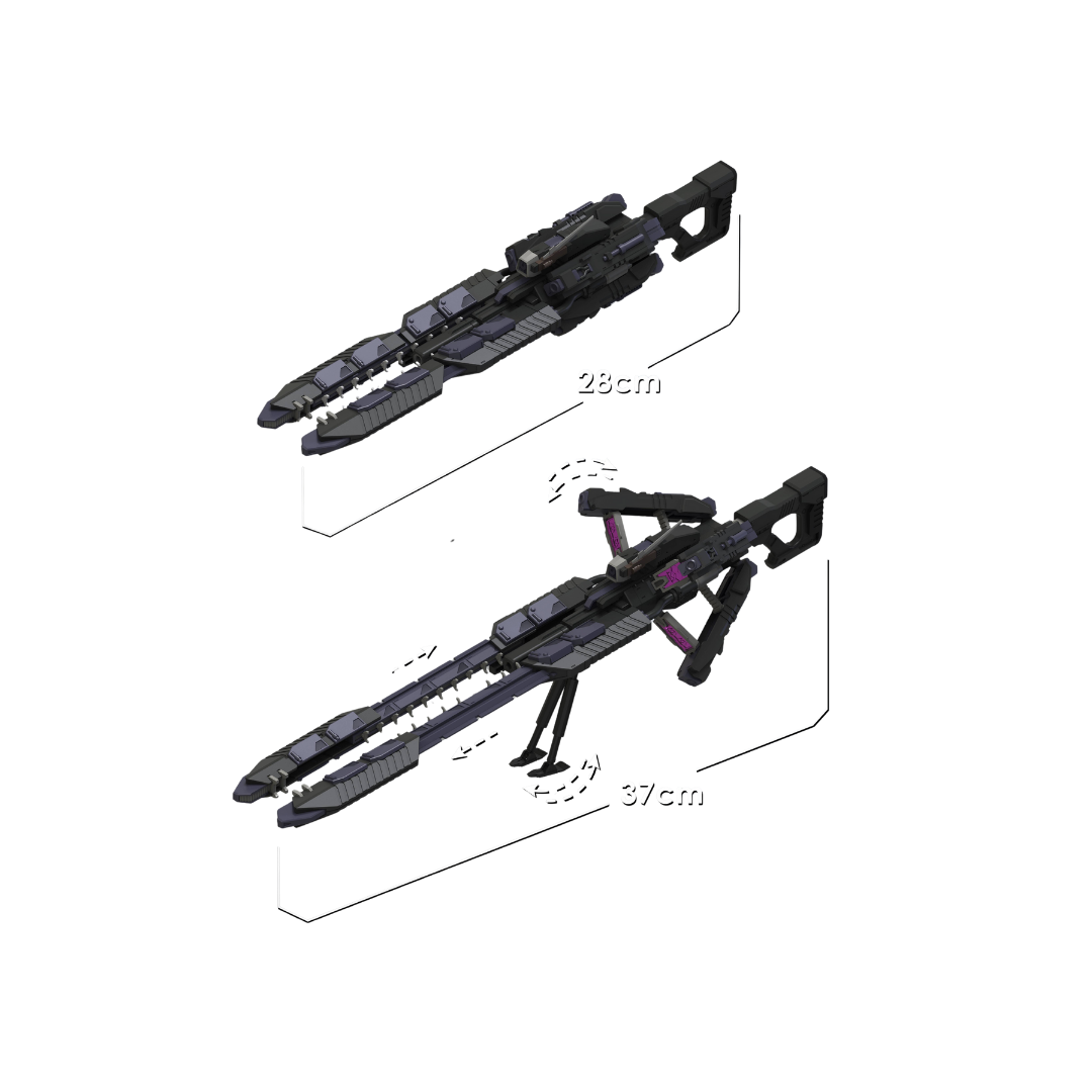 MJZ x Sunday Hobby - 1/100 REA-03 Lynx rifle displaying different modes and sizes