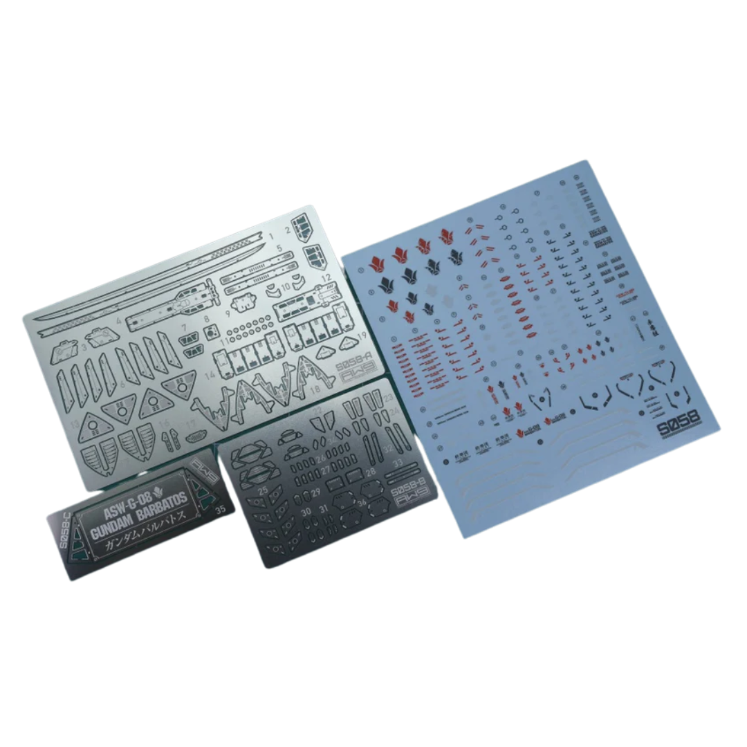 Madworks S058 Etching Parts for MGSD Gundam Barbatos, precision metal upgrade set for detailed custom finishing on super-deformed Gunpla builds.

