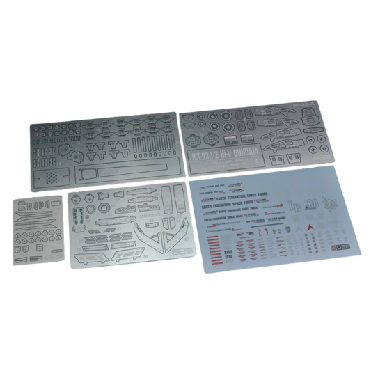 Madworks S032 RG Hi-Nu Gundam detailing set with photo-etched parts and decals, premium upgrade kit for advanced Gunpla modelers.


