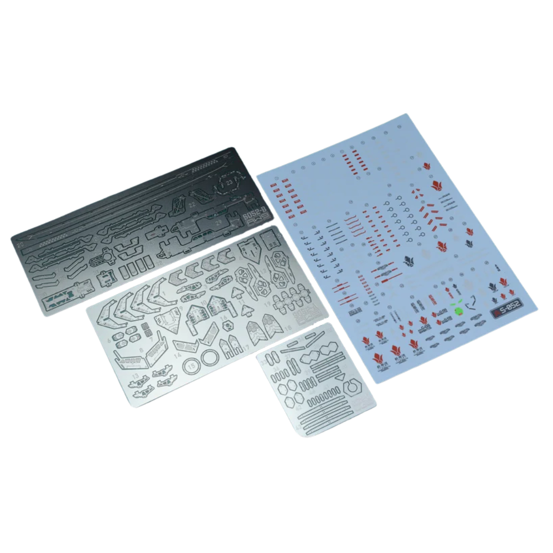 Madworks S052 Etching Parts for 1/100 MG Gundam Barbatos, precision metal upgrade kit for enhanced detailing on Iron-Blooded Orphans Gunpla builds.

