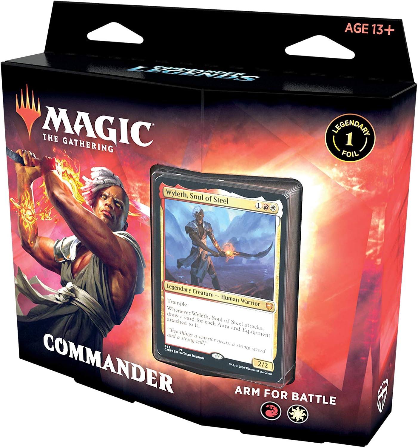 Brandish Your Blade Commander Deck, ready-to-play Magic: The Gathering deck with Wyleth, debut cards, reprints, tokens, deck box, and life tracker for multiplayer battles.