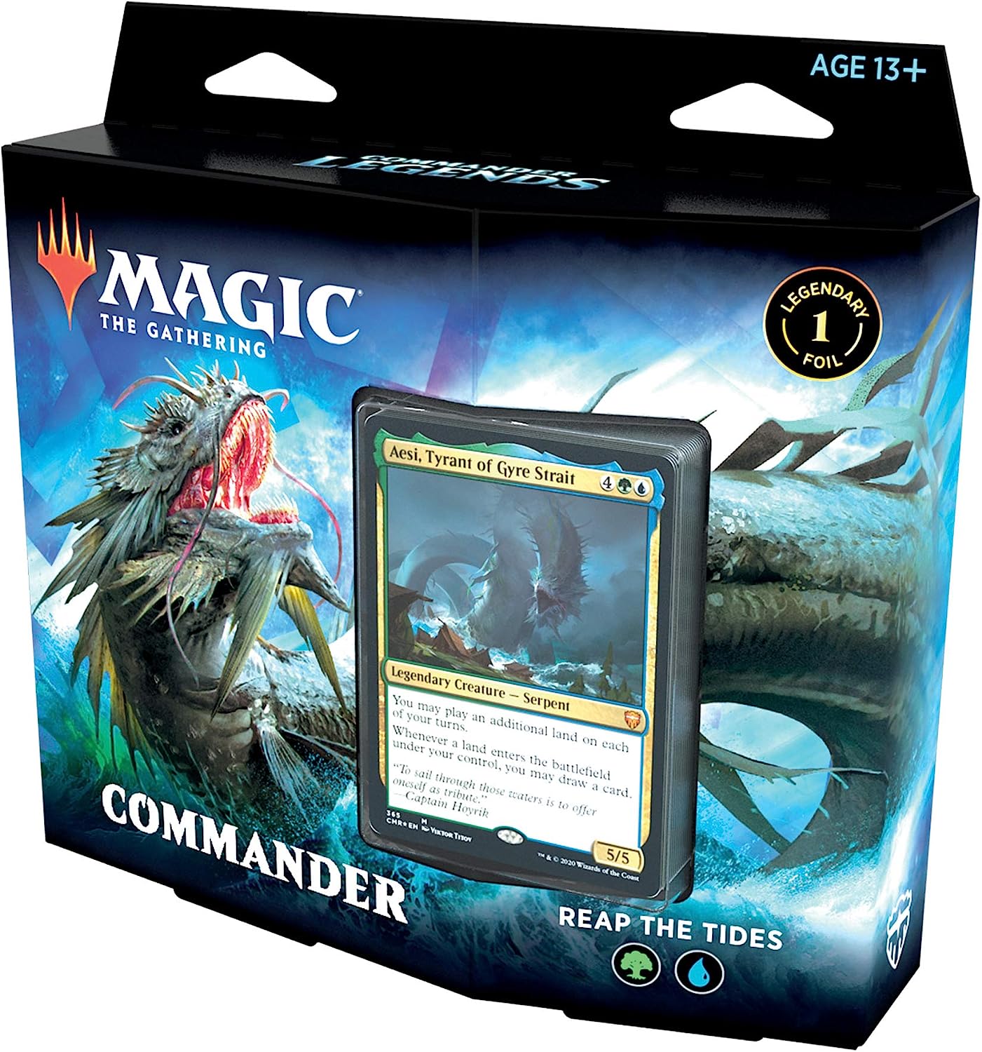Gather the Storm Commander Deck, ready-to-play Magic: The Gathering deck with Aesi, debut cards, reprints, tokens, deck box, and life tracker for epic multiplayer battles.