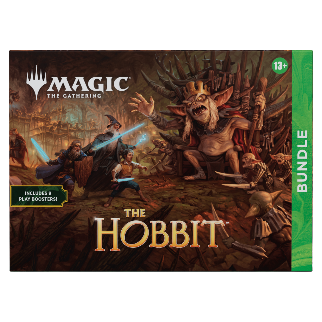 Magic The Gathering The Hobbit Bundle box with Bilbo Gandalf goblin artwork and included Play Booster packs