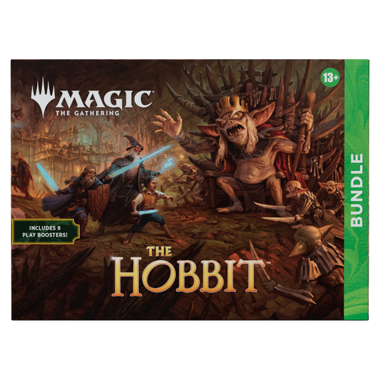 Magic The Gathering The Hobbit Bundle box with Bilbo Gandalf goblin artwork and included Play Booster packs