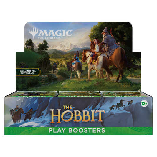 Magic The Gathering The Hobbit Play Booster Display featuring Middle earth artwork and 30 booster packs