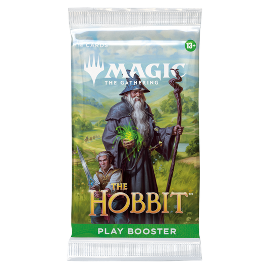 Magic The Gathering The Hobbit Play Booster Pack featuring Gandalf and Bilbo artwork from Middle earth