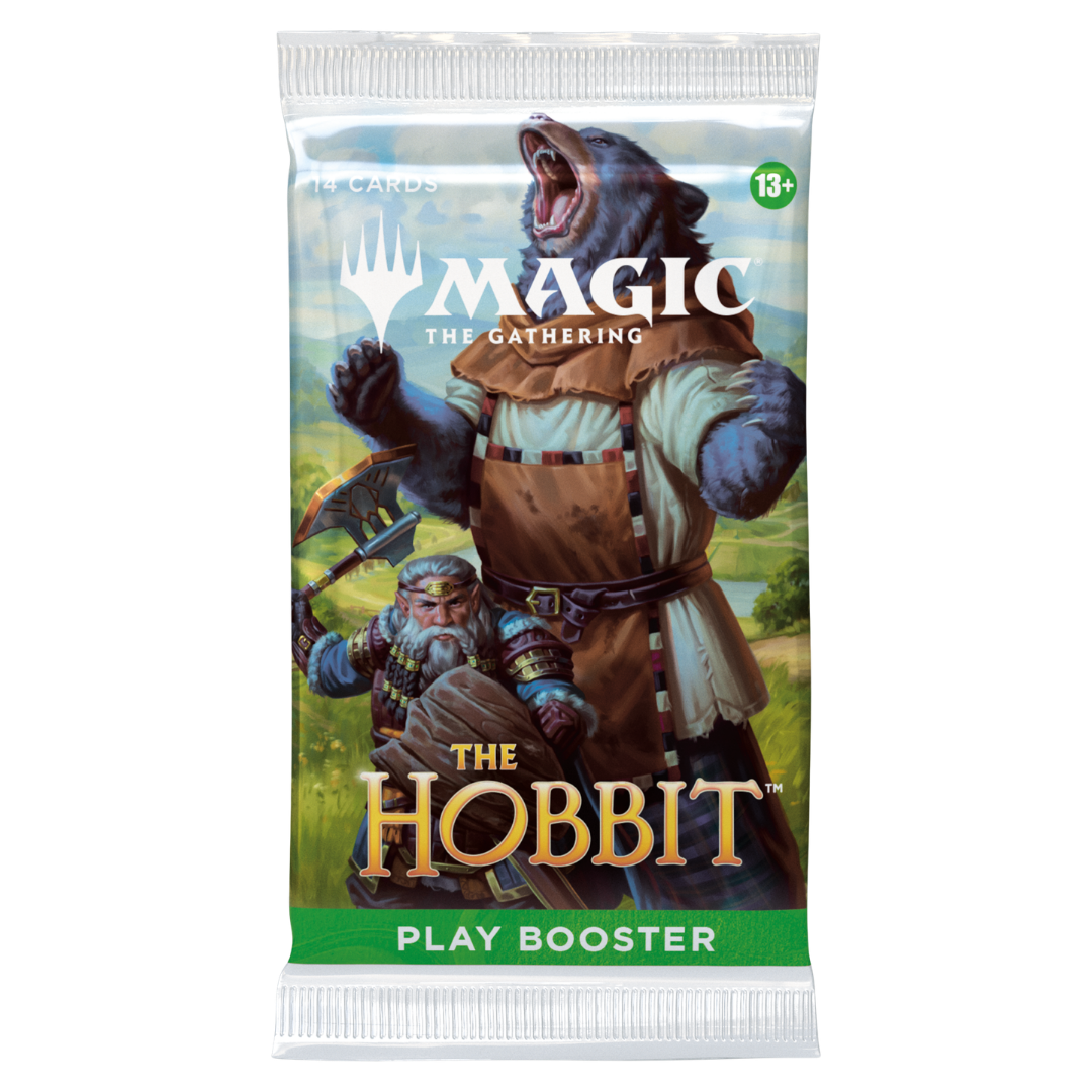 Magic: The Gathering The Hobbit Sleeved Play Booster Pack featuring Beorn and Dwalin artwork with 14 trading cards inside