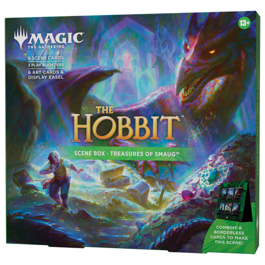 Magic The Gathering The Hobbit Scene Box Treasures of Smaug with dragon artwork and display cards