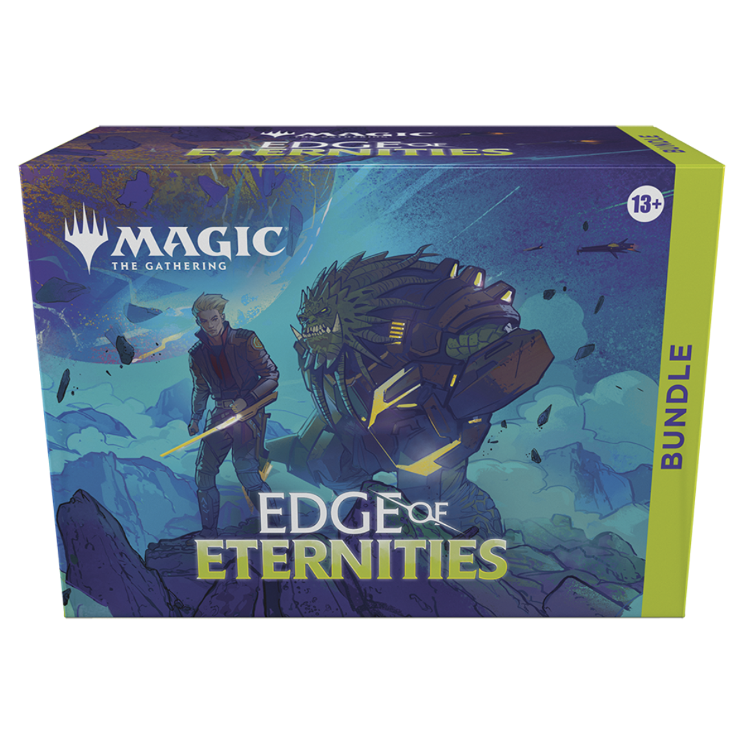 Magic: The Gathering Edge of Eternities Bundle featuring boosters, promos, and exclusive cards.