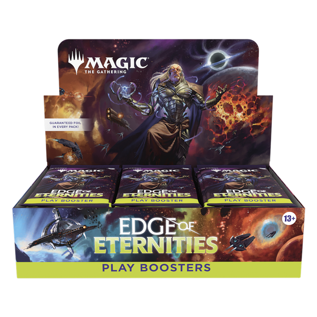 Magic: The Gathering Edge of Eternities Play Booster featuring legendary creatures, epic spells, and collectible cards.
