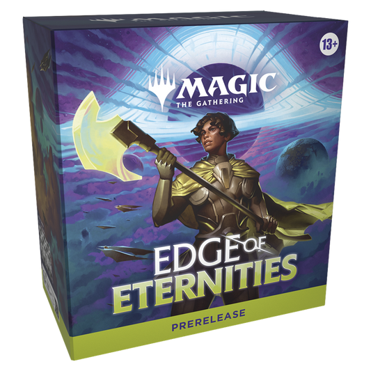 Magic the Gathering Edge of Eternities prerelease kit box with cosmic art and space‑opera theme