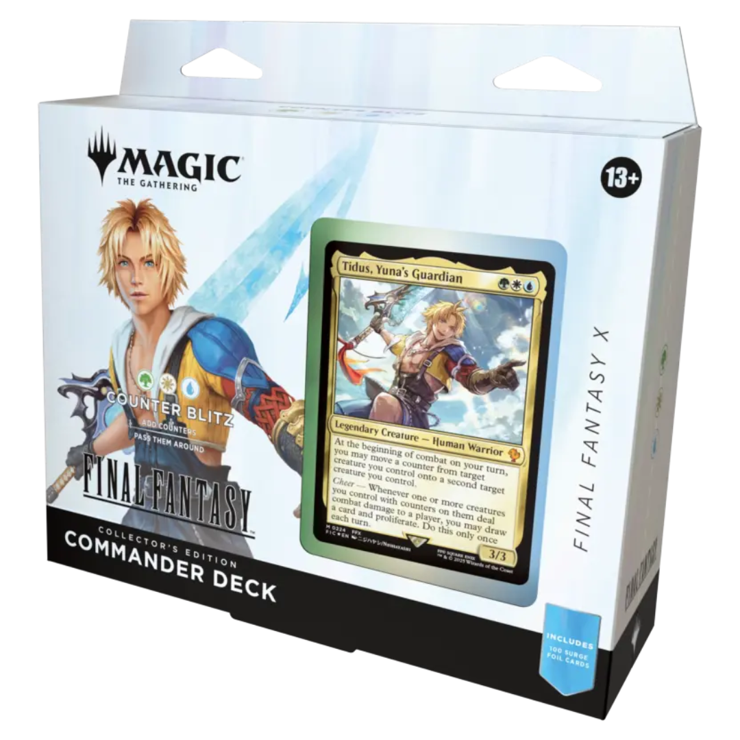 Magic: The Gathering Final Fantasy Collector Commander Deck Counter Blitz, premium foil-enhanced MTG deck with fast-paced tactics and iconic Final Fantasy characters.